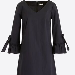 J. Crew Black Long Sleeve Dress with Ruffle Cuffs
